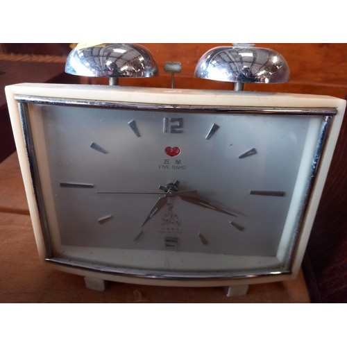 371 - 2 mantle clocks, alarm clock & small standing clock