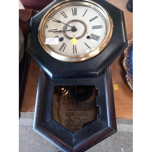 373 - Black wall clock & mantle clock