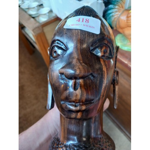 418 - Hardwood heavily carved African warrior