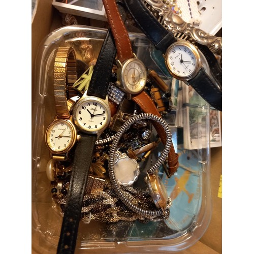 443 - Assorted box of watches, etc