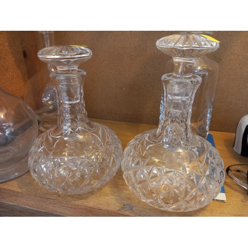 475 - 2 pairs of cut out decanters & 1 other