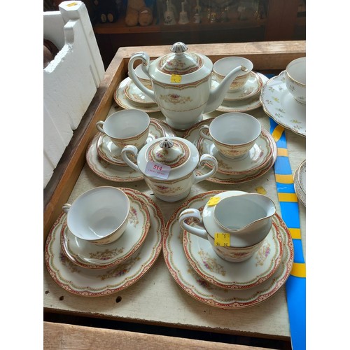 514 - Fuji china 'Victoria' tea set 19 pieces (only 5 cups & saucers) made in occupied Japan