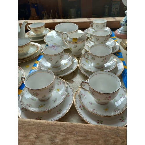 515 - Salisbury bone china tea set 21 pieces (no tea pot) white/floral