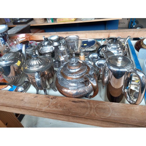 521 - Various silver plated items - tea sets, condiments, etc