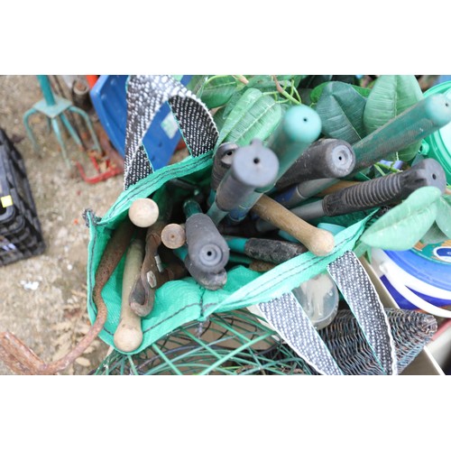 20 - Qty of garden tools/hanging baskets, etc