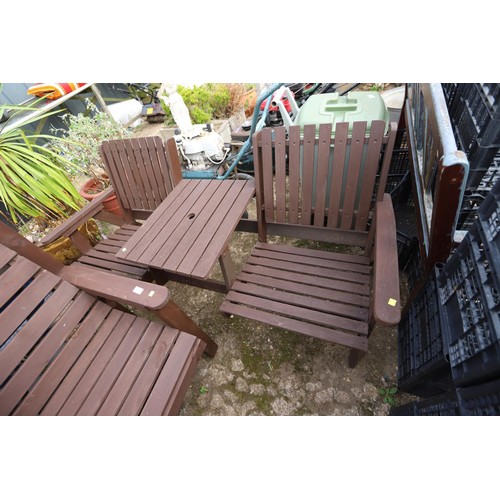 49 - Wooden garden chair & 2-seater bench