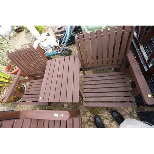 49 - Wooden garden chair & 2-seater bench