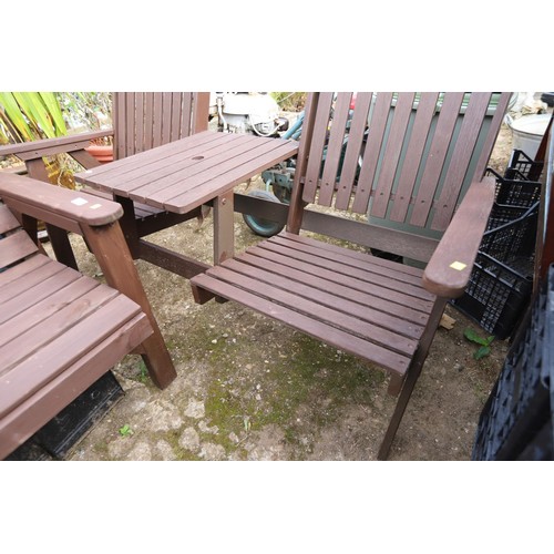 49 - Wooden garden chair & 2-seater bench