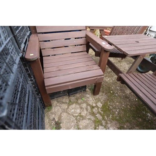 49 - Wooden garden chair & 2-seater bench