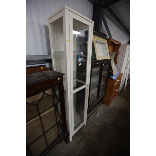 111 - Tall slim, 4 glass shelves cabinet