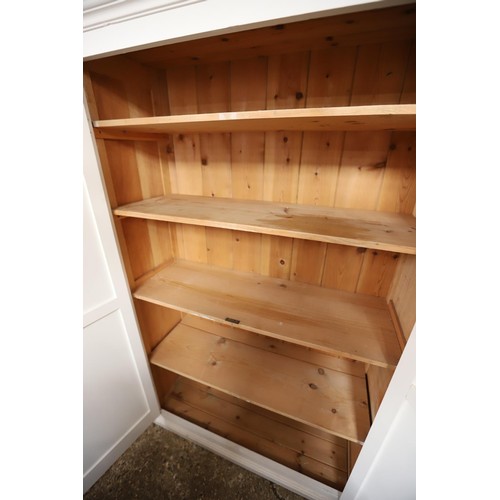 115 - White painted pine 4 shelf wardrobe