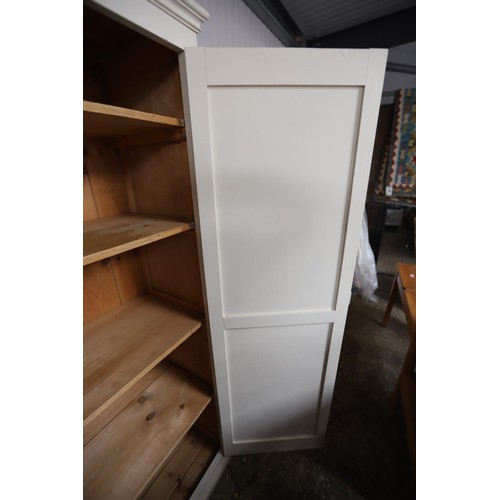 115 - White painted pine 4 shelf wardrobe