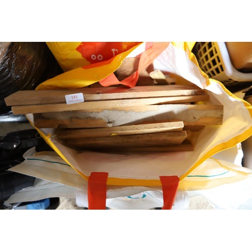 151 - 3 bags of wood & bag of wooden blocks