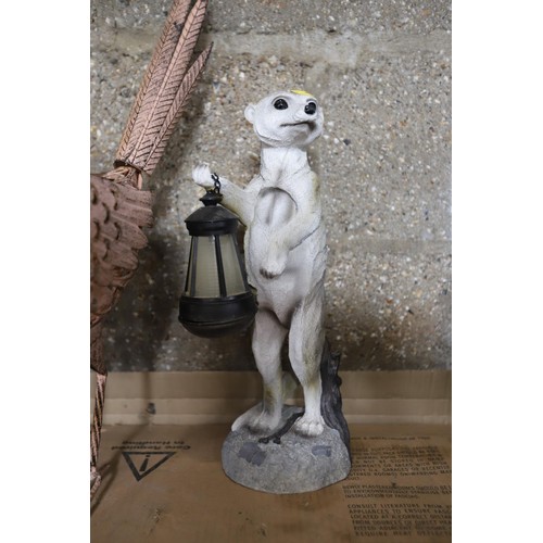 155 - Solar powered decorative meerkat & metal bird