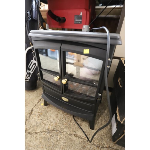 178 - Dimple electric fire & bag of coal - warranted until 12 noon Tuesday following the above sale