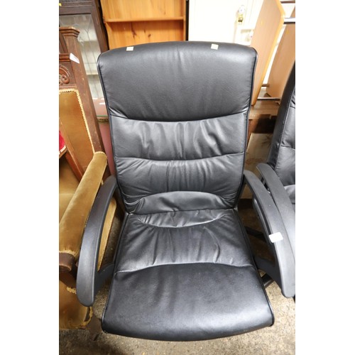 210 - Black leather office chair