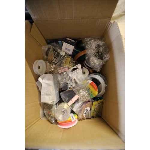 251 - 2 boxes of craft items - jewellery, buttons, etc