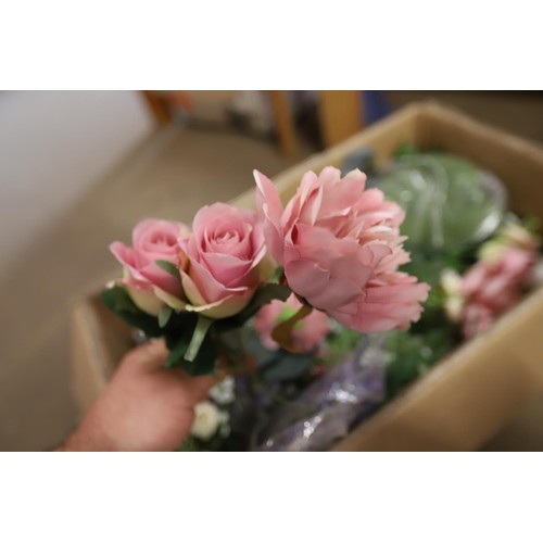 299 - 2 boxes of artificial flowers & floristry tape