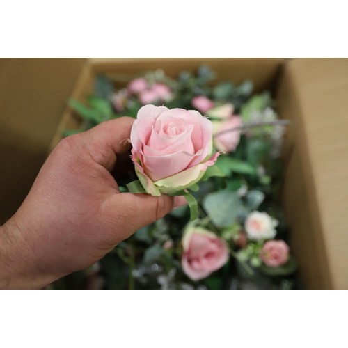 299 - 2 boxes of artificial flowers & floristry tape