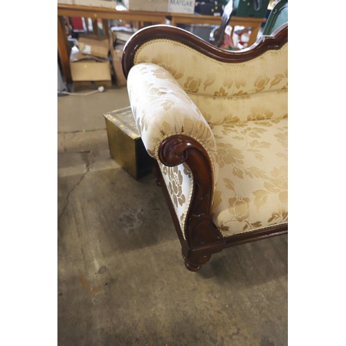 546 - Victorian mahogany scroll arm sofa