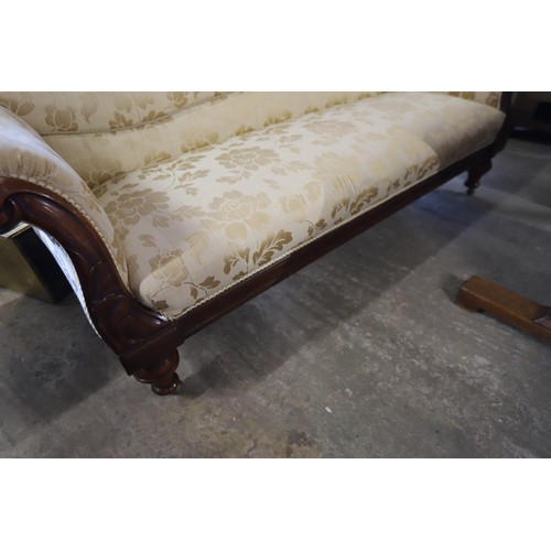 546 - Victorian mahogany scroll arm sofa