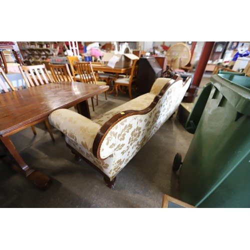 546 - Victorian mahogany scroll arm sofa