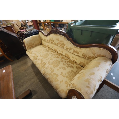 546 - Victorian mahogany scroll arm sofa