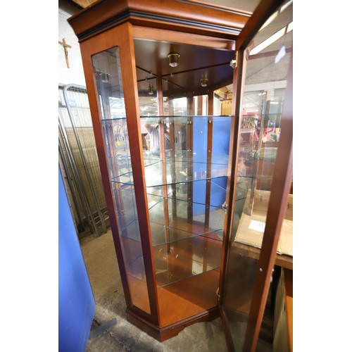 568 - John E Coyle Ltd cherry colour 30” corner display cabinet