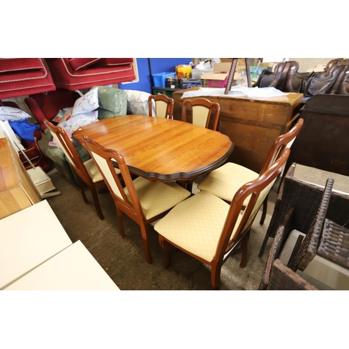 598 - John E Coyle Ltd 7ft oval dining table (cherry colour) and 6 chairs