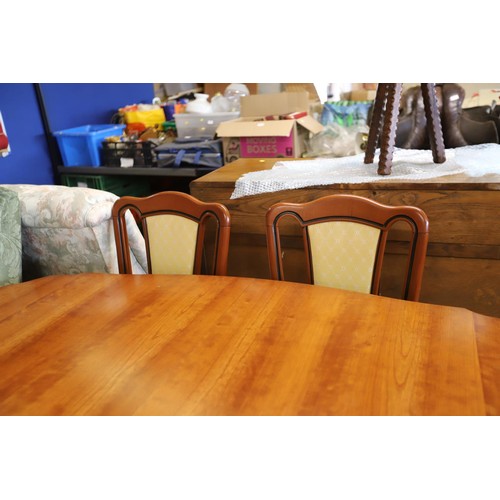 598 - John E Coyle Ltd 7ft oval dining table (cherry colour) and 6 chairs