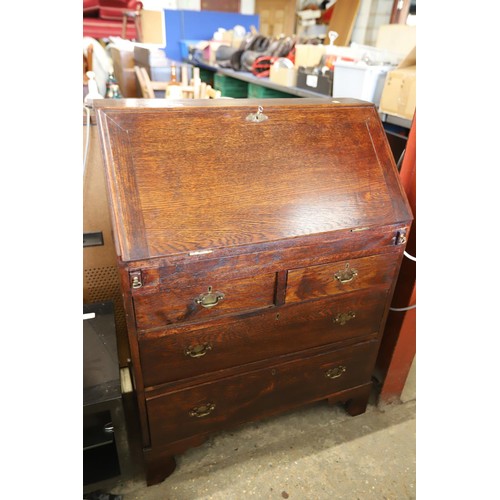 608 - Antique oak bureau - multiple compartments