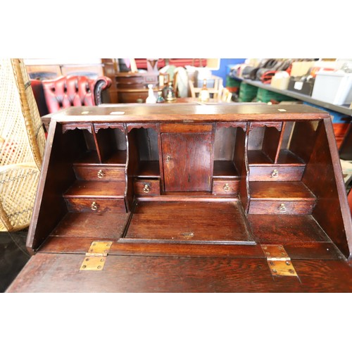 608 - Antique oak bureau - multiple compartments