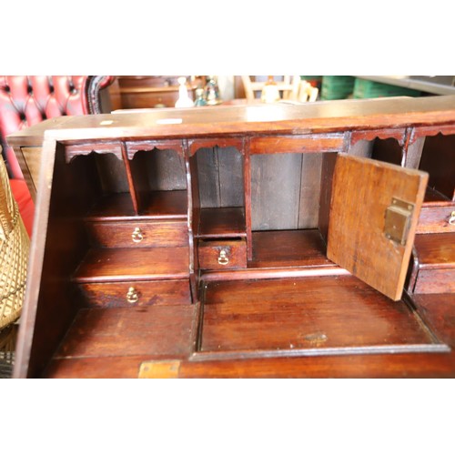 608 - Antique oak bureau - multiple compartments