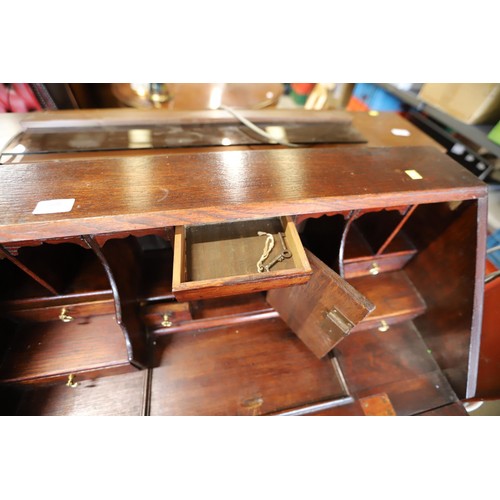 608 - Antique oak bureau - multiple compartments