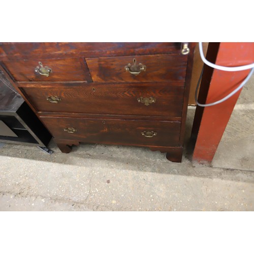 608 - Antique oak bureau - multiple compartments