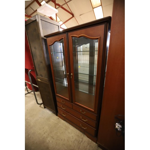 617 - John E Coyle Ltd cherry colour display cabinet with drawer