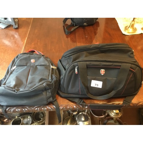 75 - 2 bags inc ruck sack & small travel bag