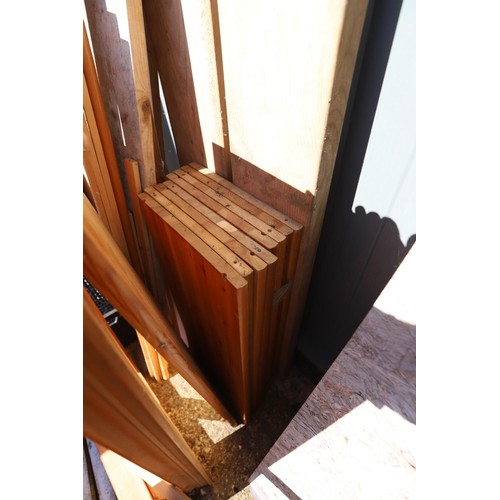 13 - Quantity of wood including three pine wardrobe hats etc