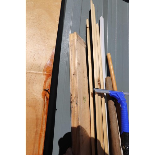 13 - Quantity of wood including three pine wardrobe hats etc