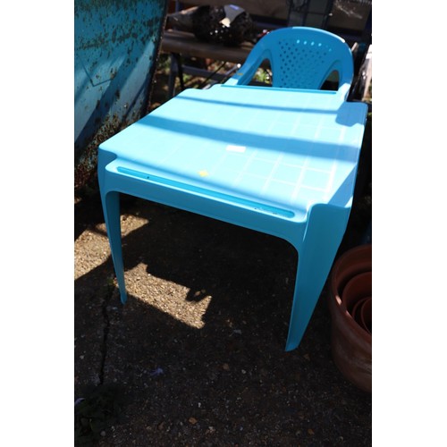 54 - Children’s blue table & 2 chairs