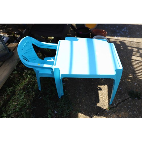 54 - Children’s blue table & 2 chairs