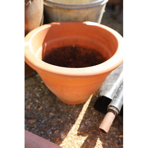 76 - Copper bucket, galvanised bucket, clay planter