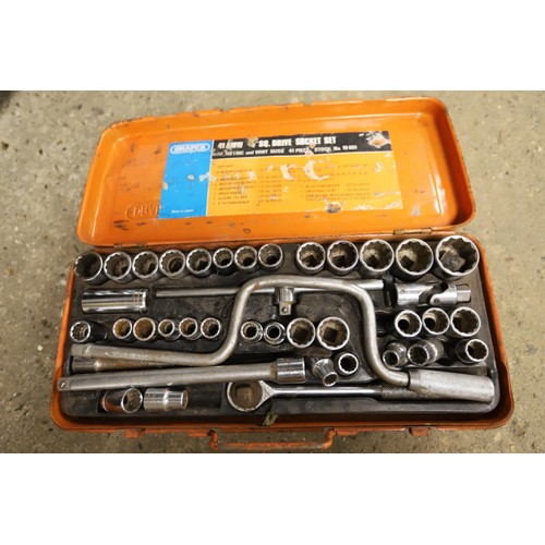 126 - Box of various tools including socket sets, split pins etc