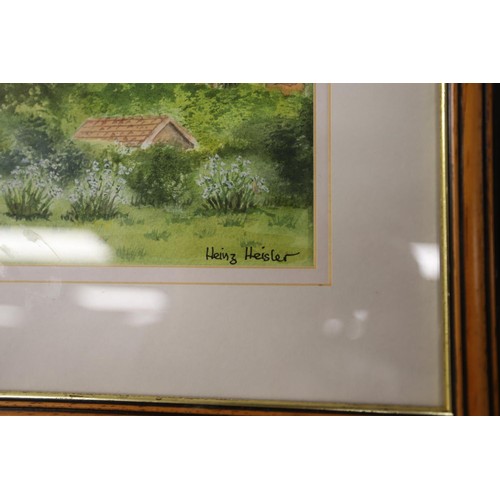 190 - Framed watercolour of Ely cathedral, signed Heinz Heisler