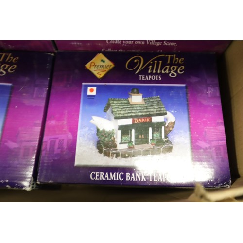 268 - 2 boxes, 'the village' collectable teapots