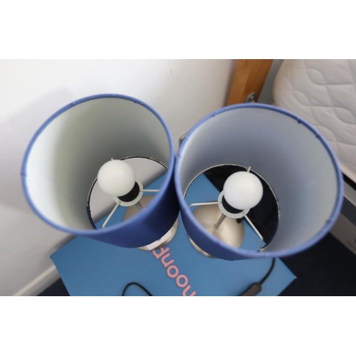 3 - Pair of modern bedside table lamps- to be rewired and tested by a qualified electrician