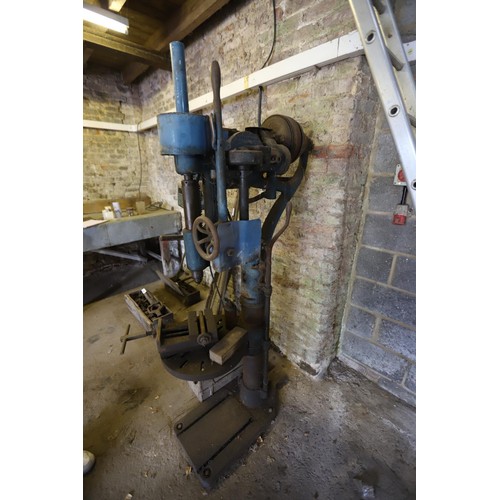 101 - Large cast barnes & co justable pillar drill complete with drill bits 3 phase - to be rewired and in... 