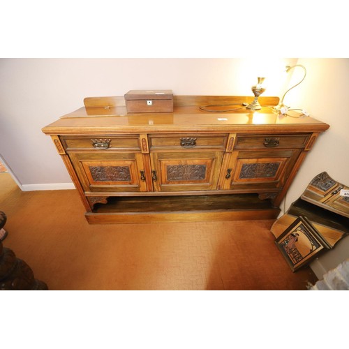 66 - Edwardian sideboard with three cupboards and three short drawers af - 56  cm wide by 84 cm high by 1... 