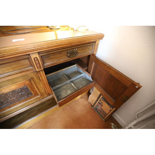 66 - Edwardian sideboard with three cupboards and three short drawers af - 56  cm wide by 84 cm high by 1... 