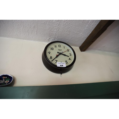 44 - Smith Sectric hanging wall clock - to be rewired and installed by a qualified electrician